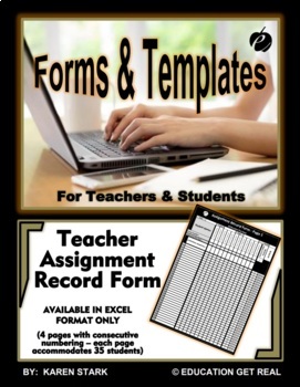 Preview of ASSIGNMENT TEMPLATE (Excel & PDF FILLABLES) a Teacher's "Paper Trail" Form