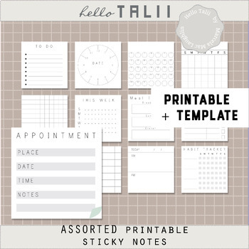 Preview of ASSORTED STICKY NOTES PRINTABLE + TEMPLATE