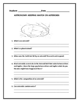 Preview of ASTRONOMY: ASTEROIDS: A HOMEWORK ASSIGNMENT & CONTEST GRS. 6-12, MG/ STEM