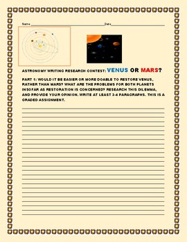 Preview of ASTRONOMY: CONTEST: VENUS V. MARS: RESTORATION