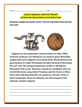 Preview of ASTRONOMY/ENGINEERING/CONSRUCTION: BUILDING HOMES ON MARS  GRS.8-12, MG
