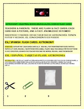 Preview of ASTRONOMY: FLASH CARDS: ESL/ SPANISH