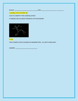 Preview of ASTRONOMY/STEM/SUMMER CAMP: MYSTERY CONSTELLATION ACTIVITY #2  W. ANSWER KEY