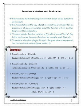 ASVAB Math Prep: Function Notation and Evaluation by ...