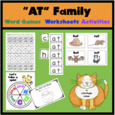 WORD FAMILY ACTIVITIES : "AT" Family w/ worksheets, games 