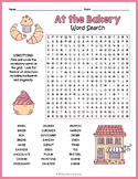 AT THE BAKERY Word Search Puzzle Worksheet Activity