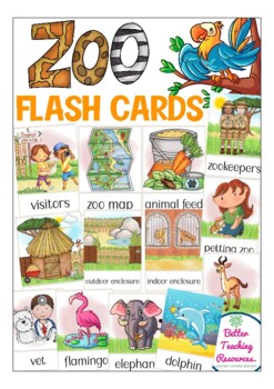 Preview of AT THE ZOO flash cards - ESL English vocabulary picture cards