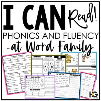 Preview of AT Word Family | CVC Phonics and Reading Comprehension | I Can Read FREEBIE
