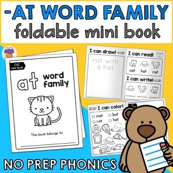 Preview of AT Word Family Mini Book Phonics CVC Words Practice