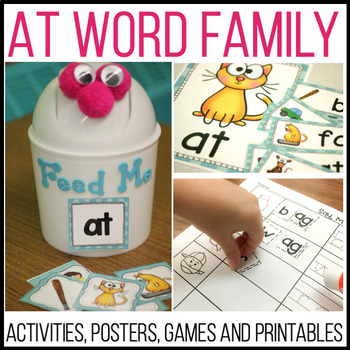 Preview of AT Word Family - Phonics Activities and Games - Literacy Center -  Word Work