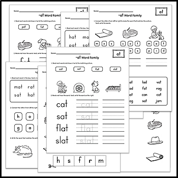 AT Word Family Workbook {BW} by My Teaching Station | TPT