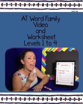 Preview of AT Word Family: Videos and Worksheet Set, Levels 1-4