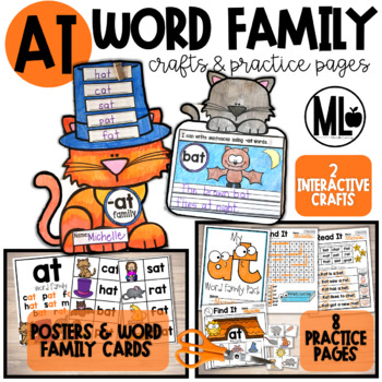 Preview of -at word family craft (CVC short a)