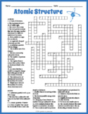 ATOMS & ATOMIC STRUCTURE Crossword Puzzle Worksheet Activity