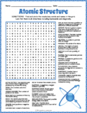ATOMS & ATOMIC STRUCTURE Word Search Puzzle Worksheet Activity