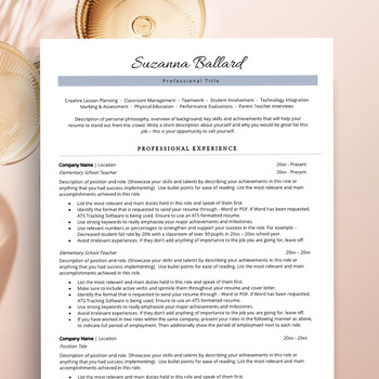 Preview of ATS CV Template, Teacher Resume Template with Google Docs, Cover Letter Template
