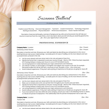 Preview of ATS Resume Template, Teacher Resume Template MS Word & Apple Pages