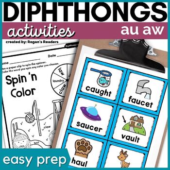 Preview of AU AW Diphthongs Activities and Worksheets - Vowel Digraphs