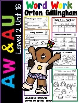 Preview of AU & AW Phonics Worksheets Orton Gillingham RTI/Dyslexia