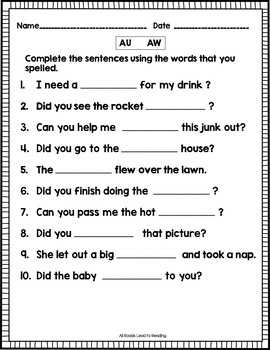 AU/AW Words Reading Fluency Game Uh-Oh! by All Roads Lead to Reading