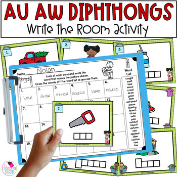 Preview of AU and AW - Diphthongs - Phonics Activity - Write the Room
