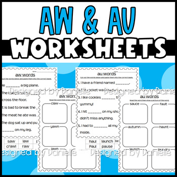 AU and AW Worksheets- Sort and Read/Draw by Designed by Danielle