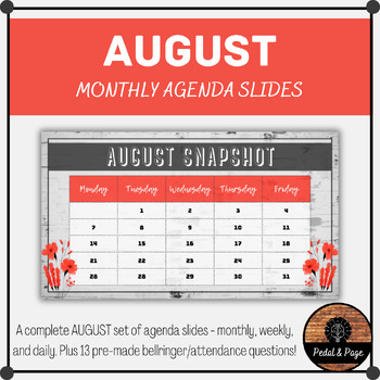 Preview of AUGUST AGENDA SLIDES - A Monthly Series