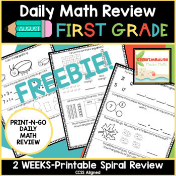 Preview of AUGUST DAILY MATH SPIRAL REVIEW-FIRST GRADE-FREEBIE