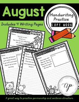 AUGUST Handwriting Pack by Ana Peavy | Teachers Pay Teachers