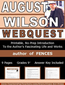 Preview of AUGUST WILSON Webquest | Worksheets | Printables