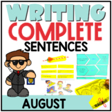 Complete Sentences Worksheets, Gamified Writing Lesson, August