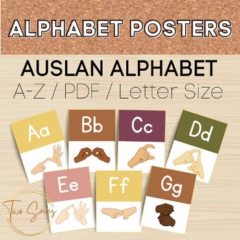 Preview of AUSLAN Alphabet Poster / Boho Color Themed / PDF Format / Letter Size