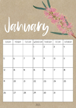 Aussie Flora Simple Calendar 
