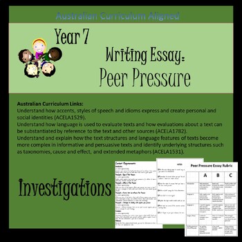 Preview of AUST. CURRIC ALIGNED - WRITING ESSAYS - PEER PRESSURE - GRADE 7 - RESEARCH ESSAY