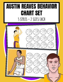 Preview of AUSTIN REAVES SET of 5 Behavior Charts Los Angeles Lakers NBA Basketball
