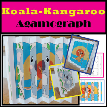 Preview of Australian Animals Kangaroo-Koala Australia Day Agamograph coloring Page History