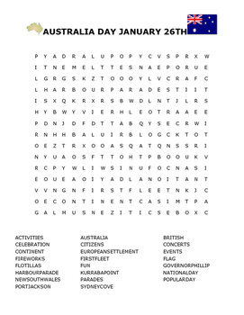 Preview of AUSTRALIA DAY WORD SEARCH