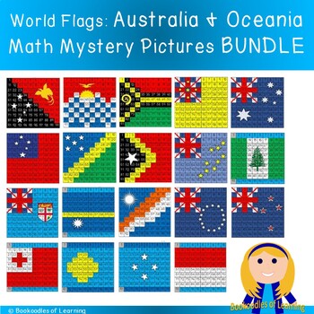 Preview of AUSTRALIA & OCEANIA World Flags Hundred Chart Mystery Pictures BUNDLE