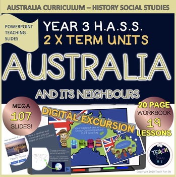 Preview of YEAR 3 HASS AUSTRALIA and its Neighbours Country Study Virtual Field Trip 107pg