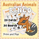AUSTRALIAN ANIMALS BINGO GAME - Australia Country Study Ac