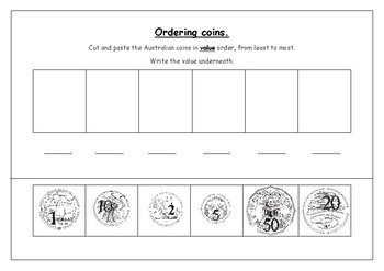 AUSTRALIAN COIN ORDERING ACTIVITY by Nat s Classroom TPT