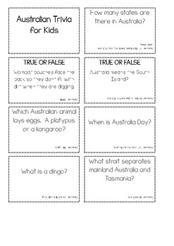 Australian Trivia For Kids Australia Day By Bright Serpent Solutions