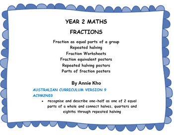 Preview of YEAR 2 MATHS FRACTIONS