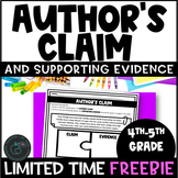 AUTHOR'S CLAIM Activity - 4th & 5th Grade Identify Author'