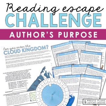 Preview of Author's Purpose Introduction Presentation and Escape Room Reading Activity