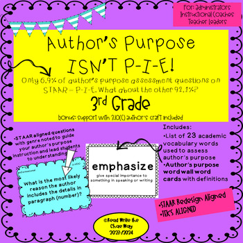 Preview of 3rd Grade AUTHOR'S PURPOSE ISN'T P-I-E!