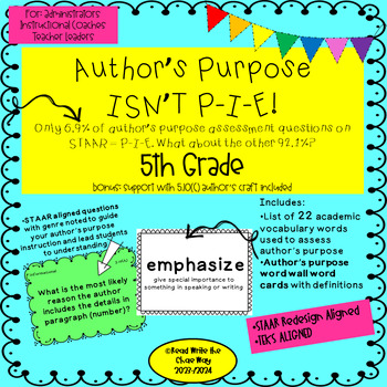 Preview of 5th Grade AUTHOR'S PURPOSE ISN'T P-I-E!
