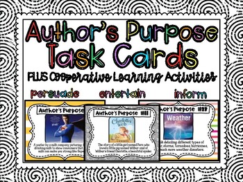 Preview of AUTHOR'S PURPOSE Task Cards  ( print & digital )