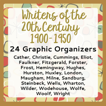 Preview of AUTHOR STUDY 20th century Writers 1900-1950 24 Organizers PRINT and EASEL