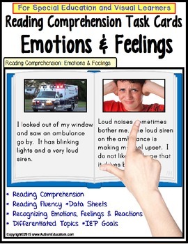 Preview of AUTISM Reading Comprehension LARGE Task Cards EMOTIONS & FEELINGS